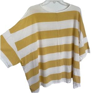 NWT Women’s Striped Blouse Size 3XL Yellow & Cream Casual Style Shirt Top